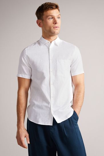 Ted Baker Addle White Short Sleeve Linen Shirt