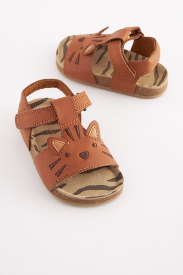 Tan Brown Tiger Standard Fit (F) Corkbed Comfort Sandals