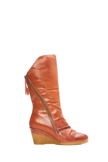 Moda In Pelle Lamilla Wedge Side Zip Ruched Long Boots