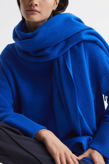 Cobalt blue cashmere scarf on sale