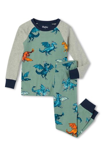 Hatley Green Enchanted Dragons Organic Cotton Raglan Pyjama Set