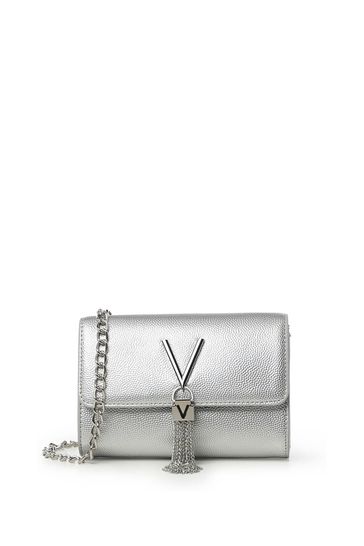 Valentino Bags Silver Divina Cross-Body Chain Tassel Bag