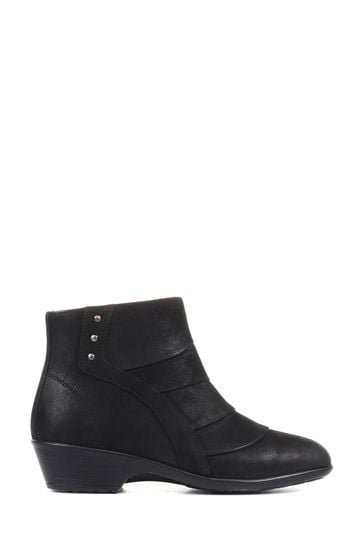 Pavers Wide Fit Leather Black Ankle Boots