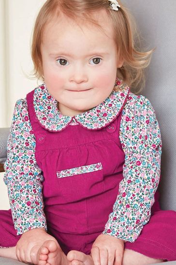JoJo Maman Bébé Raspberry Pretty Cord Dungarees
