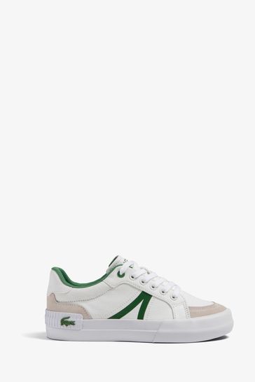 All white lacoste store trainers