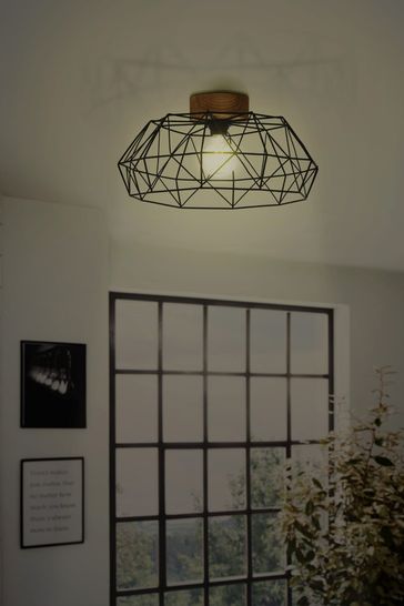 Eglo Black Padstow 1 Light Industrial Ceiling Light