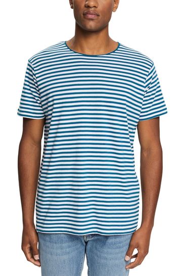 Esprit Petrol Blue Striped Jersey T-Shirt