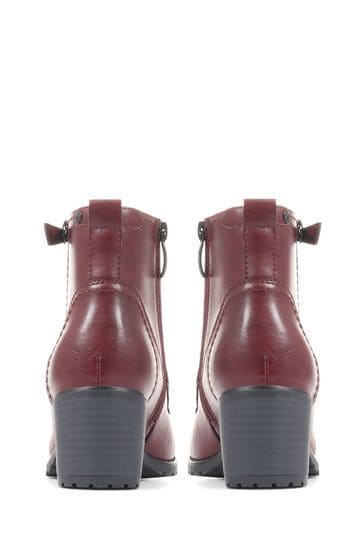 Pavers Ladies Red Smart Ankle Boots