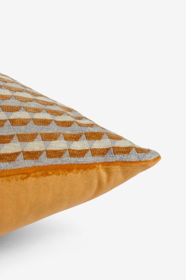 Buy Ochre Yellow Harvey Geometric Square Cushion from Next Luxembourg