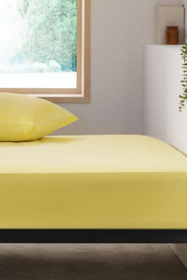 Yellow Easy Care Polycotton Fitted Sheet