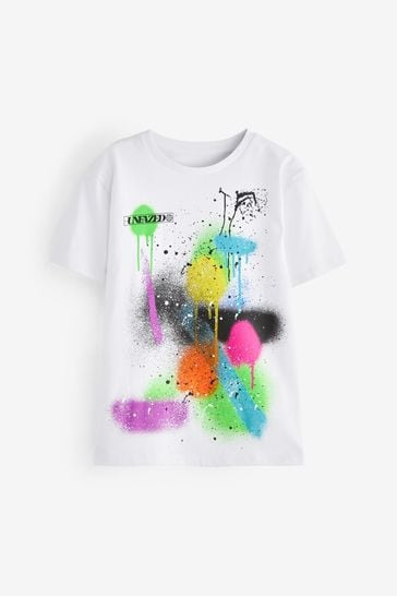 White Graffiti Splat Short Sleeve T-Shirt (3-16yrs)