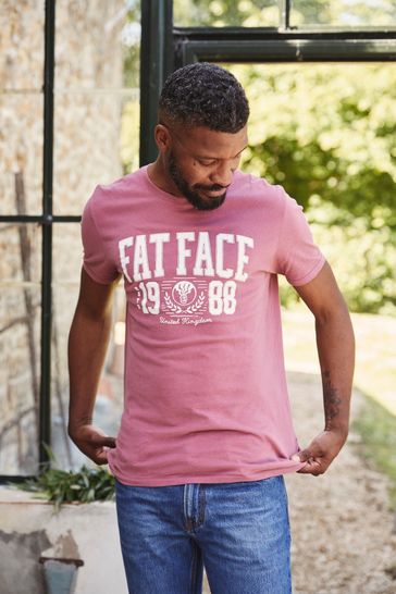 FatFace Pink 1988 Chest Graphic T-Shirt