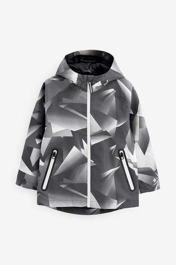 Blue/Black Shard Print Waterproof Jacket (3-16yrs)