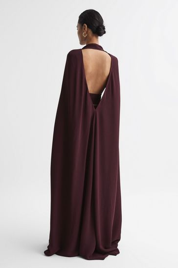 Burgundy cape dress clearance