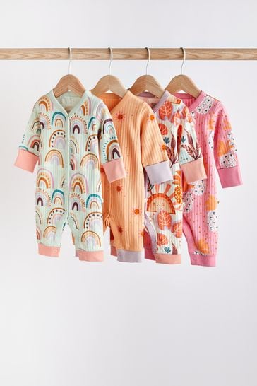 Orange/Pink Baby Sleepsuit 4 Pack (0mths-2yrs)
