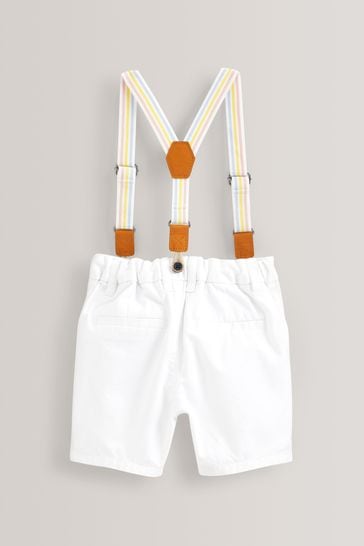 White Chino Shorts with Braces 3mths 7yrs