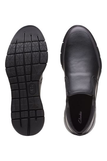Clarks Black Leather Lt Slip Shoes
