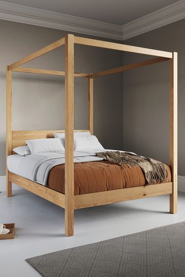 Get Laid Beds Honey Four Poster Classic Square Leg Solid Wood Bed