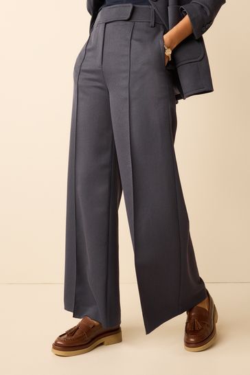 Buy Navy Blue Tailored High Waist Wide Leg Trousers from Next Luxembourg