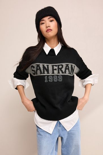 Black slogan jumper shop