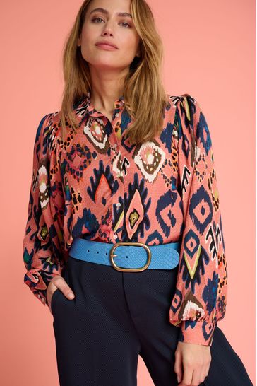 Pom Amsterdam Pink Printed Button-Down Blouse