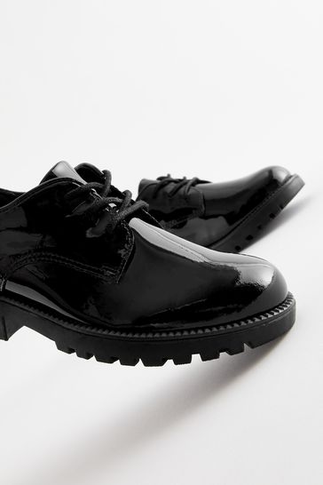 Black patent top wide fit shoes