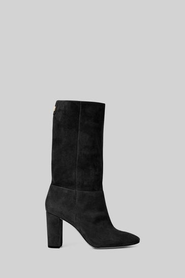 Lauren Ralph Lauren Artizan Suede Black Leather Heel Boots