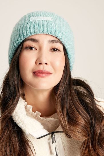 Joules Eloise Blue Oversized Knitted Beanie Hat