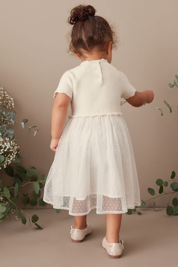Buy Ecru Cream Marl Sparkle Jumper Dress With Woven Skirt 3mths 7yrs from Next Luxembourg