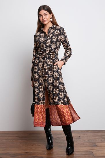 Long sleeve hotsell belted shirt dress