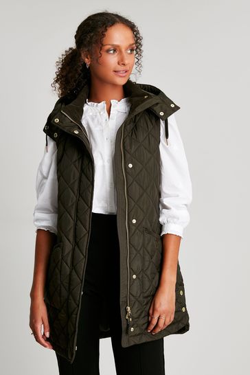 Joules Chatham Green Quilted Gilet With Hood