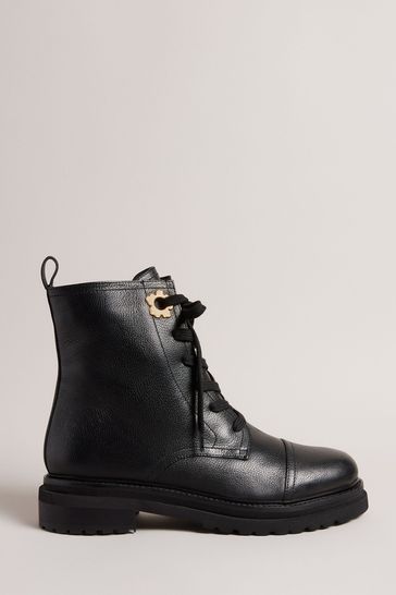 Ted Baker Darcyo Leather Black Biker Boots