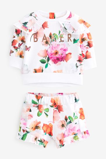 Baker by Ted Baker White Floral Sweater And Short Set