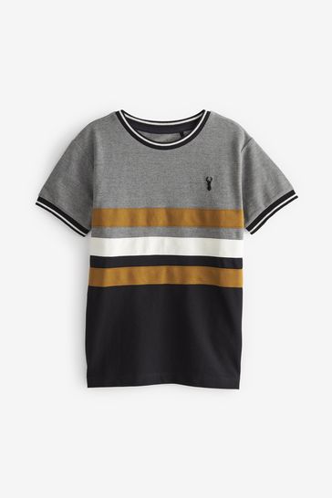 Tan Brown/Grey Colourblock Short Sleeve T-Shirt (3-16yrs)