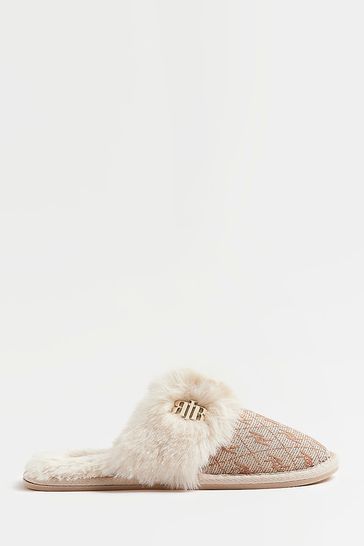 River Island Brown Closed Toe Slippers