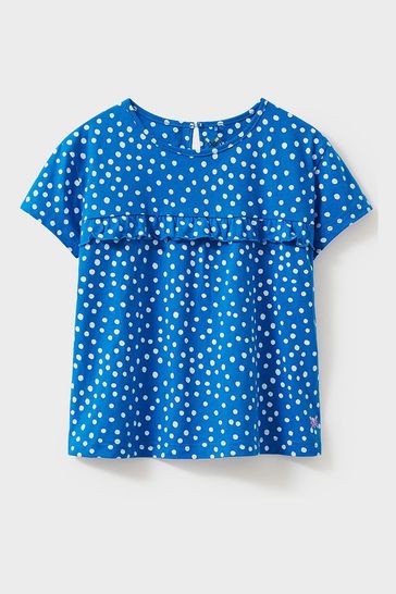 Crew Clothing Company Blue Spot Cotton Casual Jersey Top