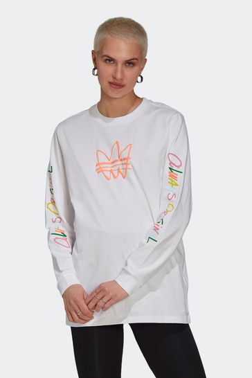 Buy adidas Originals from Original Always Sleeve Long Luxembourg Graphic T-Shirt White Next