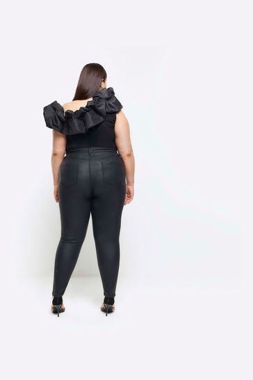 Buy River Island Black Plus High Rise Skinny Coated Jeans from Next Denmark