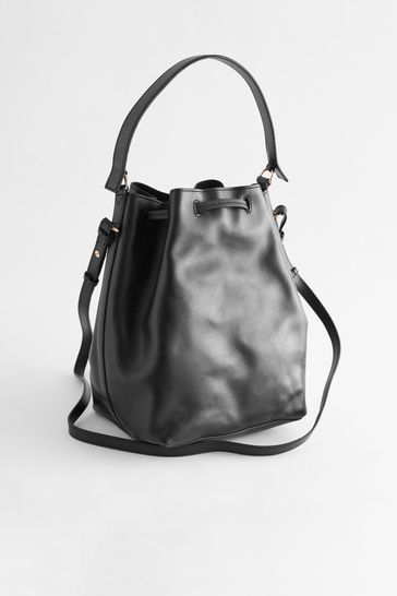 Large black leather bucket bag new arrivals