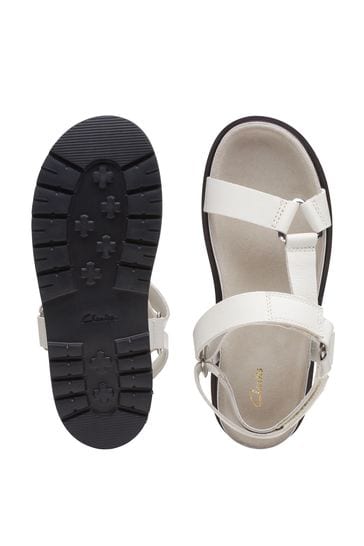 Clarks white leather sandals top