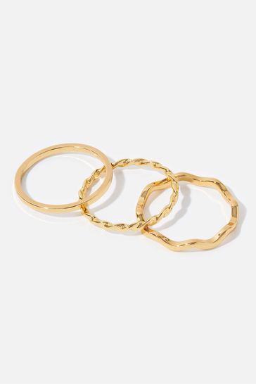 Z by Accessorize Gold-Plated Slim Ring Set