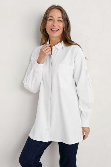 Seasalt Cornwall White Organic Cotton Lavant Mor Shirt