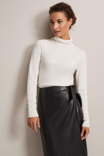 Phase Eight Cream Gwyneth Fine Knit Roll Neck Jumper