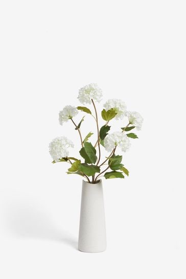 White Artificial Allium Flowers In Ceramic Vase