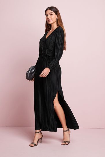 Long sleeve plisse dress outlet