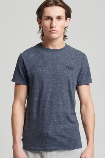 Superdry Deep Blue Heather Cotton Vintage Embroidered T-Shirt