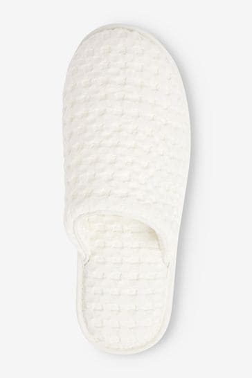 Buy White Waffle Mule Slippers from Next Ireland