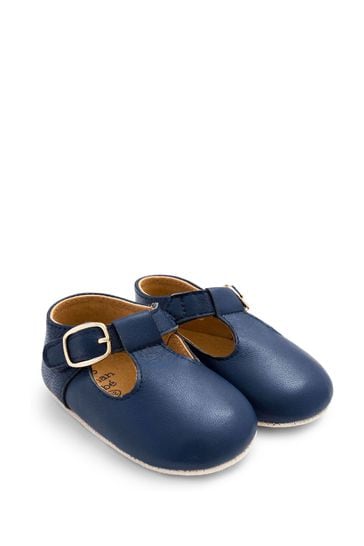 JoJo Maman Bébé Navy Classic Leather Pre-Walker Shoes