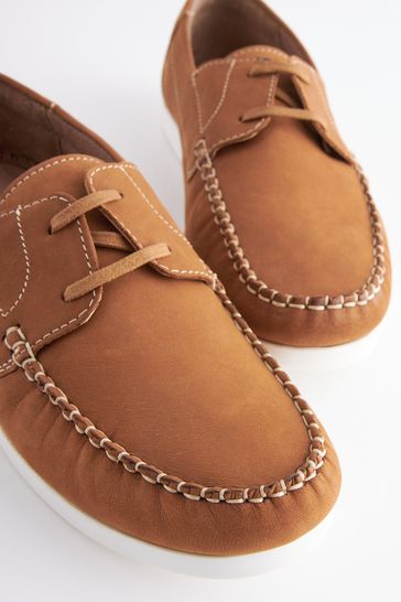 Tan leather boat shoes ladies hot sale