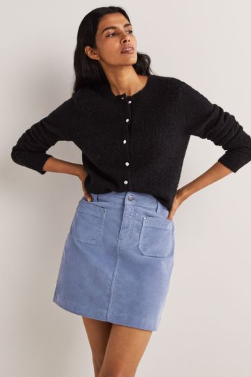 Blue corduroy skirt outfit on sale